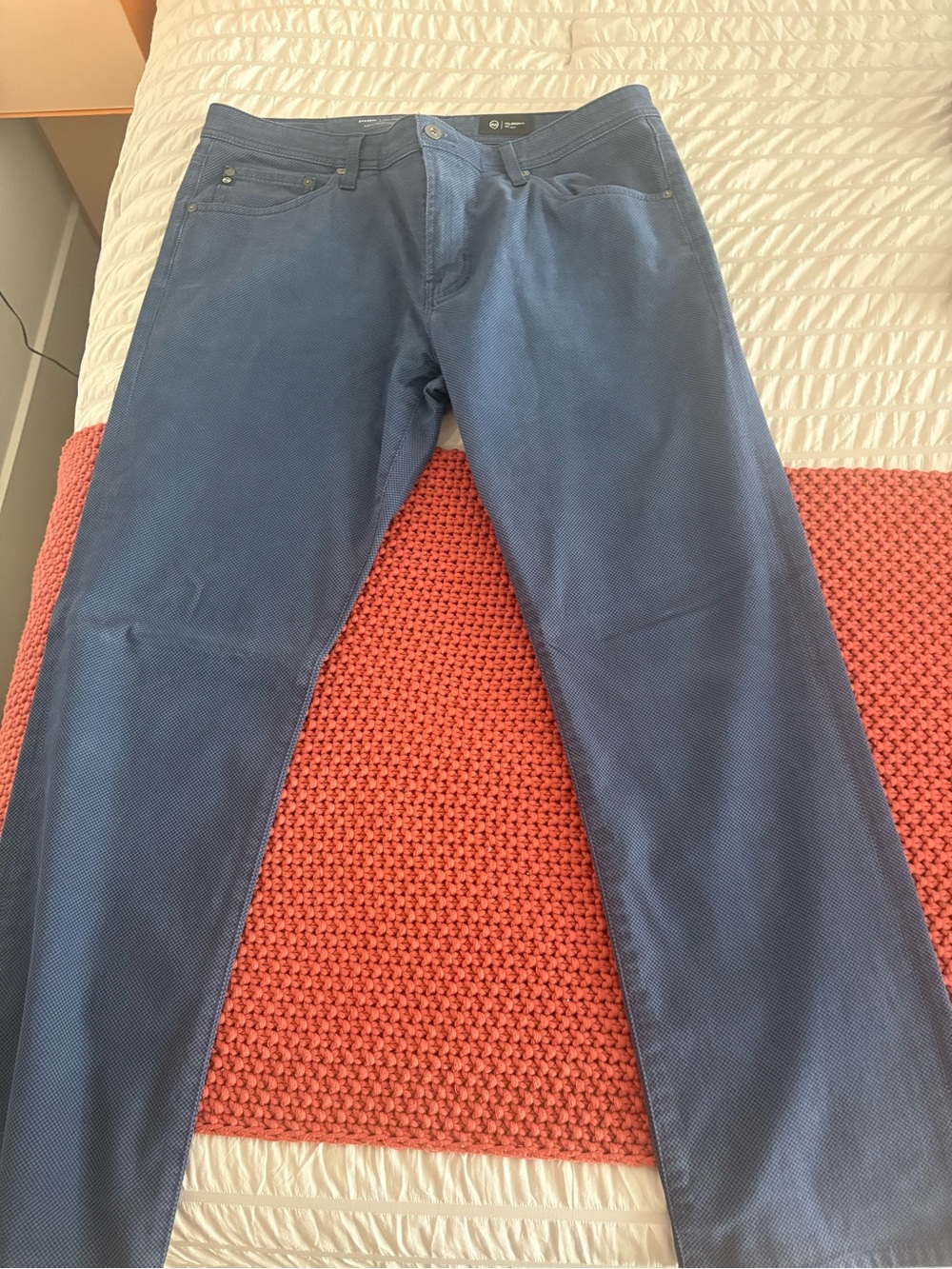 Ag Adriano Goldschmied Navy Textured Slim Chinos